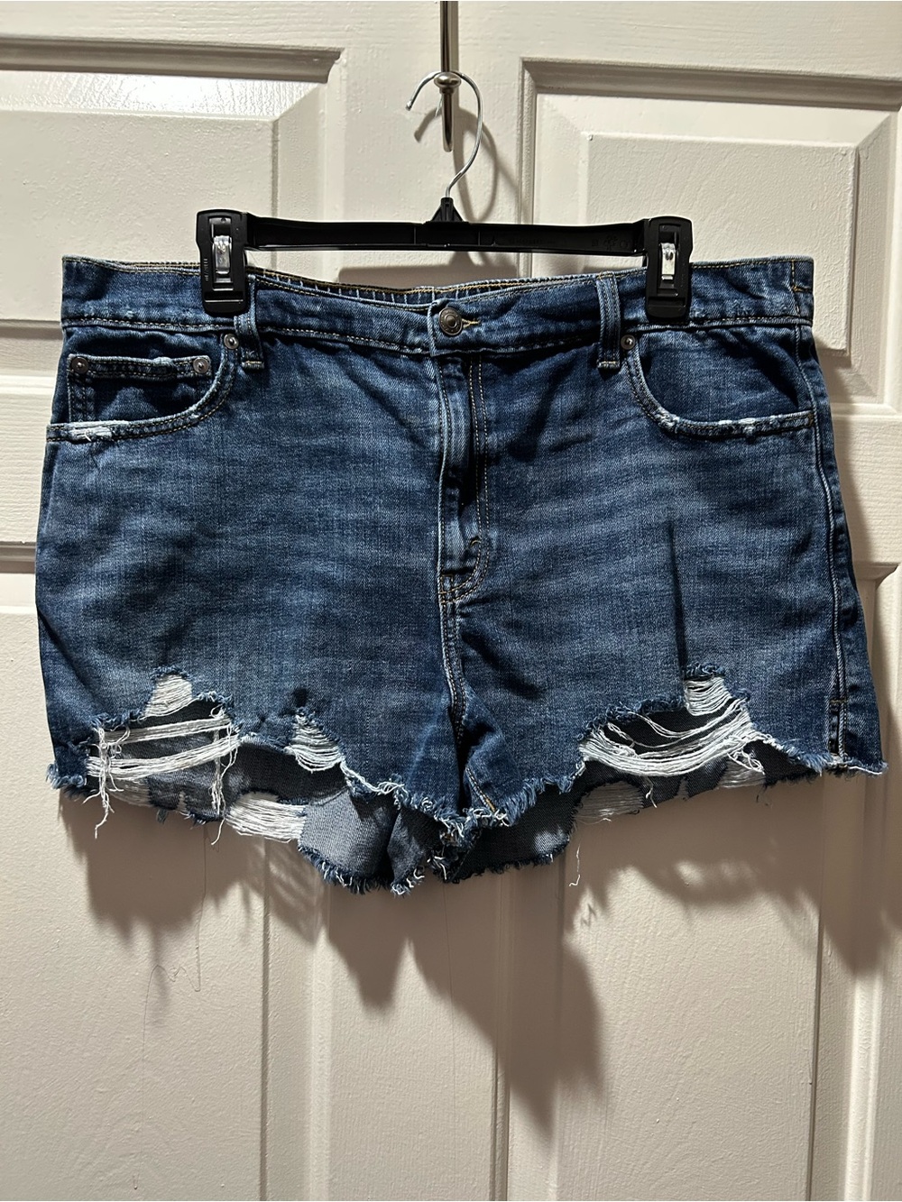 Aerie Dark Blue Daydream Distressed Denim Jean Shorts Size XL